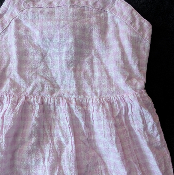 Cat & Jack Girls Linen Cotton Pink Checkered Gingham Floral Lace Spring Dress - Picture 2 of 10